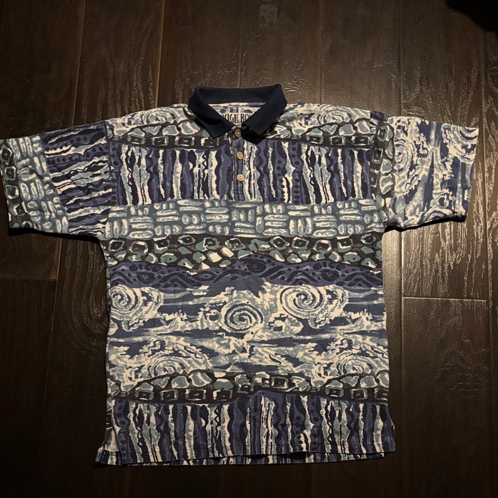 Bugle Boy Blue and White Patterned Polo Shirt
